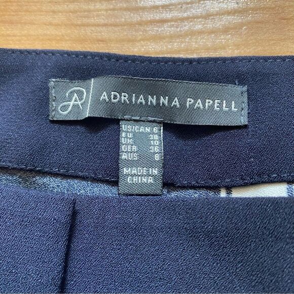 ADRIANNA PAPELL 6 Navy Blue Vertical Stripes Railroad Wide Leg Baggy Trousers - Picture 7 of 15